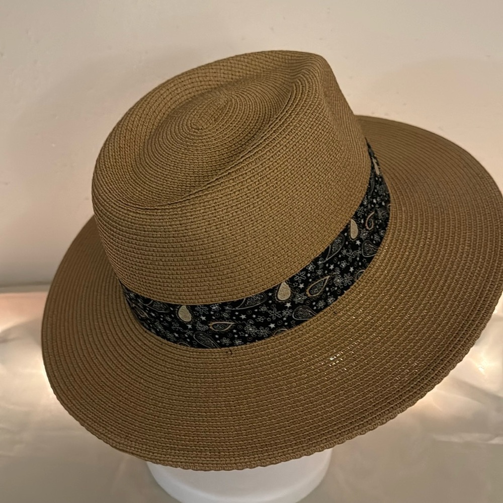Furtalk - For Tan Hat with Blue, Tan and White Ribbon - adjustable string- Large